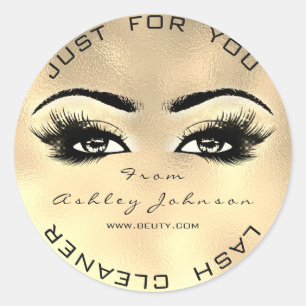Faux Gold Glas Beauty Glitter  Lash Makeup Cleaner Classic Round Sticker