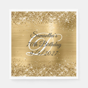 Faux Gold Glitter and Foil 70th Birthday Napkin