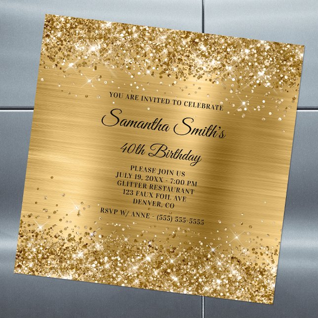 Faux Gold Glitter and Shiny Foil 40th Birthday (Creator Uploaded)