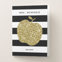 Faux Gold Glitter Apple Personalised Teacher