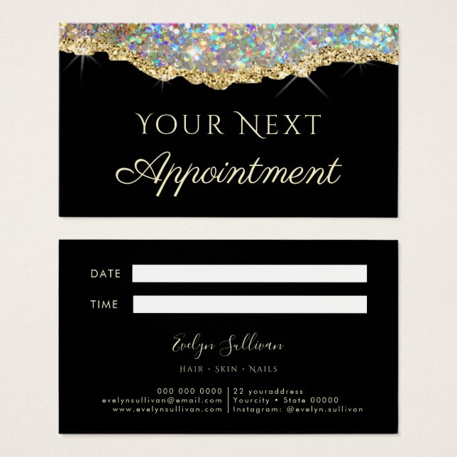 Faux gold glitter  Appointment Card (Front & Back)