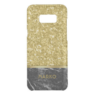 Faux Gold Glitter & Black Marble Monogram Uncommon Samsung Galaxy S8 Plus Case