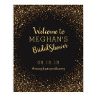 Faux Gold Glitter Bridal Shower Welcome Sign Black