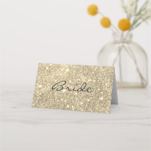 Faux Gold Glitter Bride Place Card