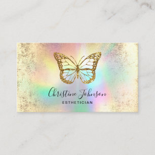 faux gold glitter butterfly business card