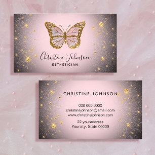 faux gold glitter butterfly logo business card