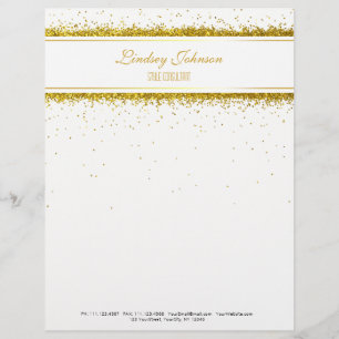 Faux Gold Glitter Confetti Designer - Letterhead Template
