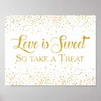 Faux Gold Glitter Confetti Wedding Dessert Sign