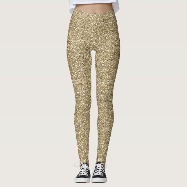 Faux Gold Glitter Design Leggings (Front)