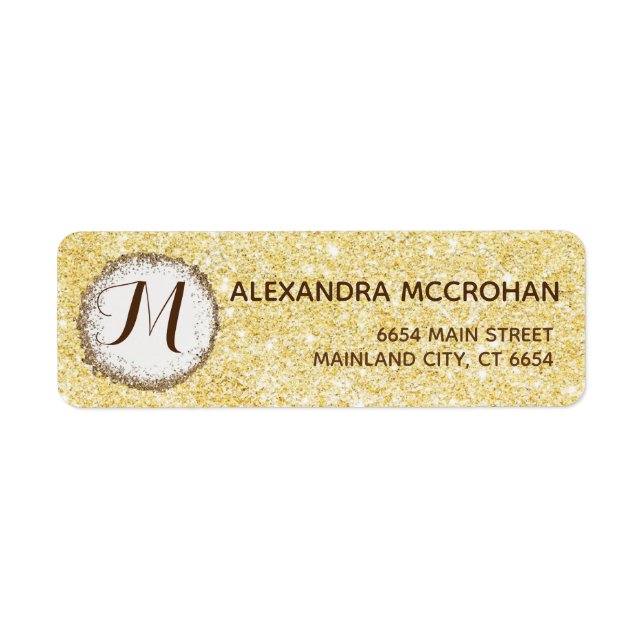 Faux Gold Glitter Foil Pink Return Address (Front)