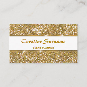 Faux Gold Glitter Glam Chic Glitter Event Planner Business Card