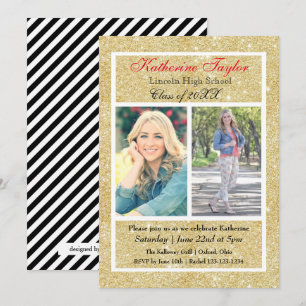 Faux Gold Glitter - Graduation Announcement
