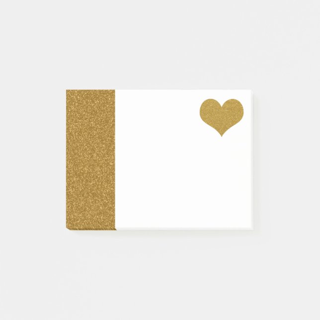 FAUX Gold Glitter Heart (printed flat) Post-it Notes (Front)