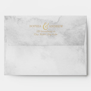 Faux gold glitter liner & return address grey envelope