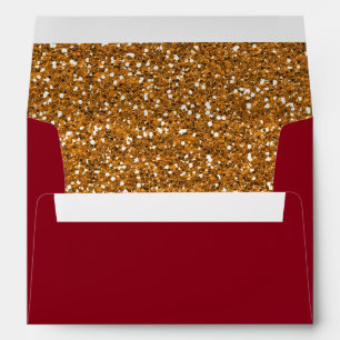 Faux Gold Glitter Maroon Red Envelope