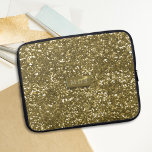 Faux Gold Glitter Modern Monogram Laptop Sleeve<br><div class="desc">Don't mean a thing if it ain't got that bling! And faux bling is the best. Just add your initials!</div>