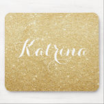 Faux Gold Glitter Modern Personalised Mouse Pad<br><div class="desc">AN elegant,  unique and stylish mousepad featuring faux gold glitter. Personalise by adding a name of a short phrase. Matching items are available.</div>