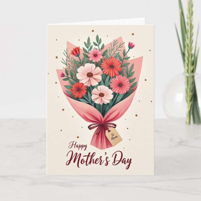 Faux Gold Glitter Mom Card (Front)