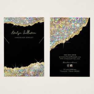 Faux gold glitter necklace display card
