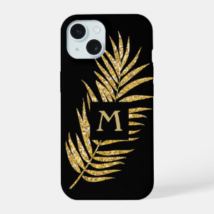 Faux Gold Glitter Palm Tropical iPhone 15 Case