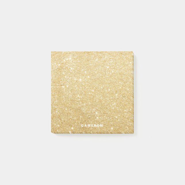 Faux Gold Glitter Personalised Post-it Notes (Front)