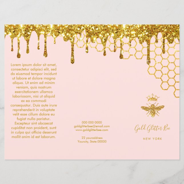 faux gold glitter queen bee brochure (Front)