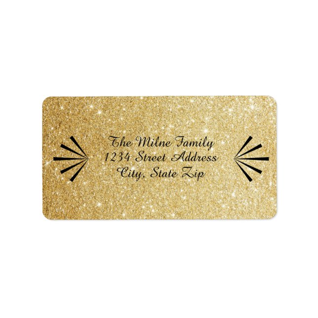 Faux Gold Glitter Retro - Address Labels (Front)