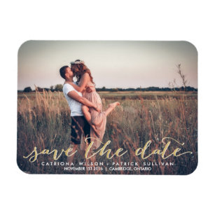 Faux Gold Glitter Script Save the Date Magnets
