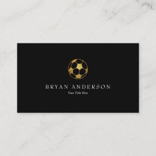 Faux Gold Glitter Soccer Ball Business Card