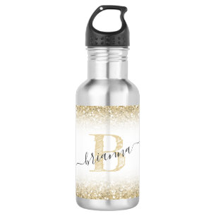 Faux Gold Glitter Sparkly Monogram Name Cute 532 Ml Water Bottle