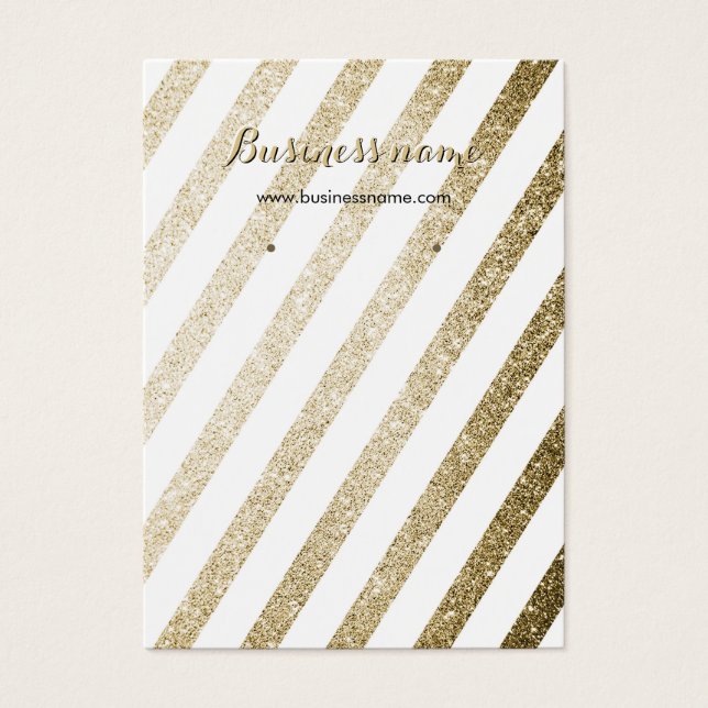 Faux Gold Glitter Striped Background Earring Cards (Front)