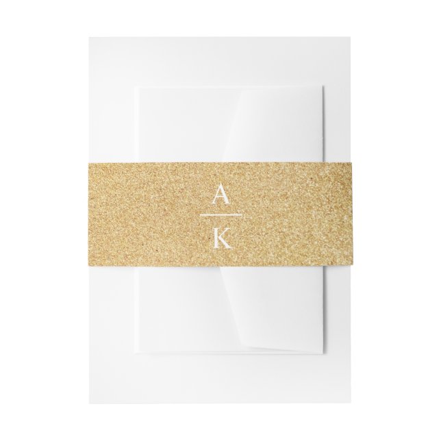 Faux Gold Glitter Wedding Monogram  Invitation Belly Band (Front Example)