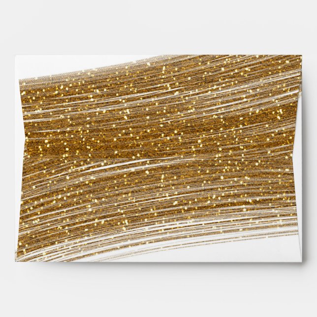 Faux Gold Glitter & White Invitation Envelope (Back (Top Flap))