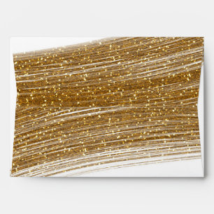 Faux Gold Glitter & White Invitation Envelope