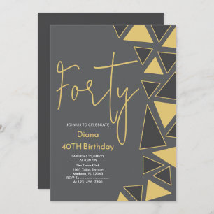 Faux Gold & Gray Birthday Invitation