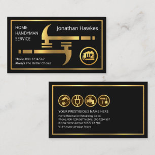 Faux Gold Hammers Home Repairs Business Card