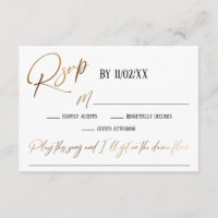 Faux Gold Handwriting Elegant RSVP Song Request