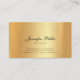Faux Gold Handwritten Script Calligraphed Modern Business Card