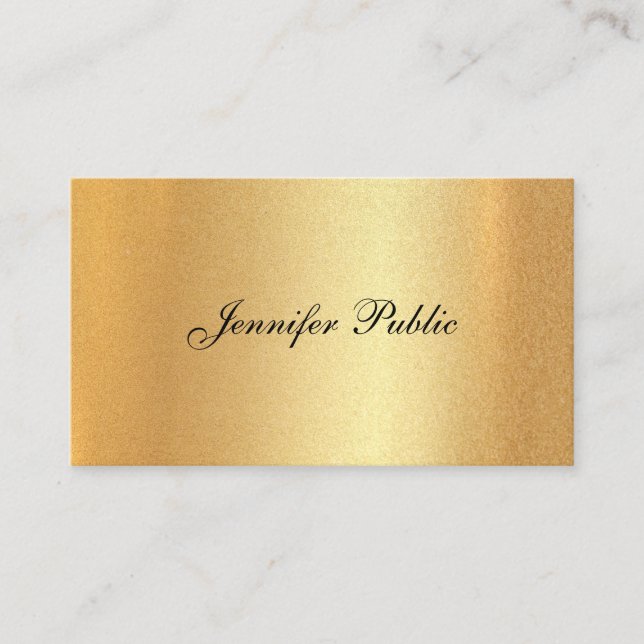 Faux Gold Handwritten Script Elegant Calligraphy Business Card (Front)