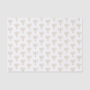 Faux Gold Hanukkah Menorah Pattern White Holiday Tissue Paper