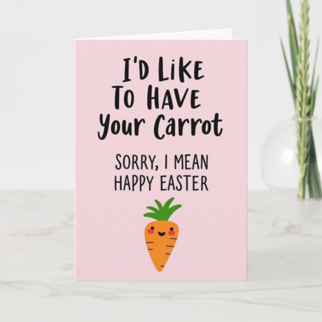 Faux Gold Happy Easter Carrot Card (Front)