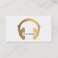 Faux Gold Headphone DJ Business Card