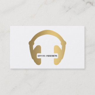 Faux Gold Headphone DJ Business Card