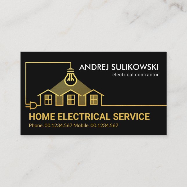 Faux Gold Home Electrical Wiring Circuit Business Card (Front)