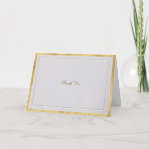 Faux Gold Ivory Modern Classic Formal Wedding Thank You Card