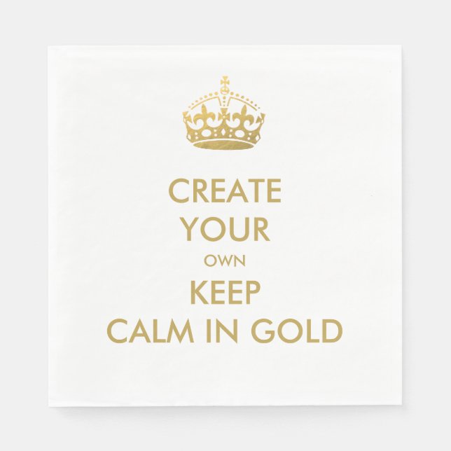 Faux Gold Keep Calm and Carry On 50th Wedding Napkin (Front)