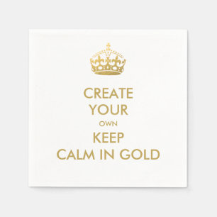 Faux Gold Keep Calm and Carry On Wedding Party Napkin