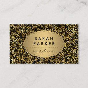Faux Gold Label Scattered Dot Pattern Business Card