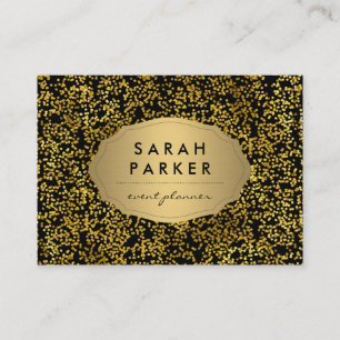 Faux Gold Label Scattered Dot Pattern Business Card
