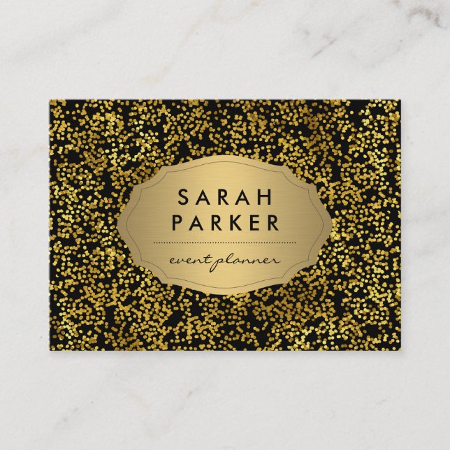 Faux Gold Label Scattered Dot Pattern Business Card (Front)